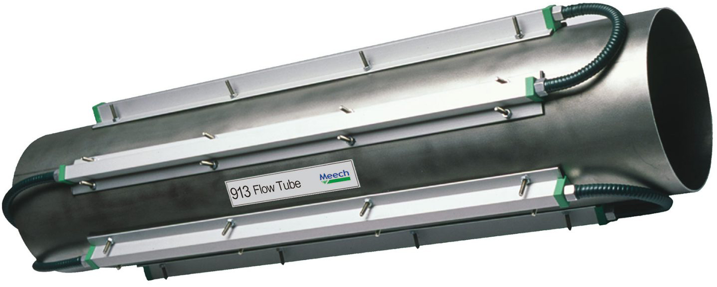 Inline flow tube before metal detector