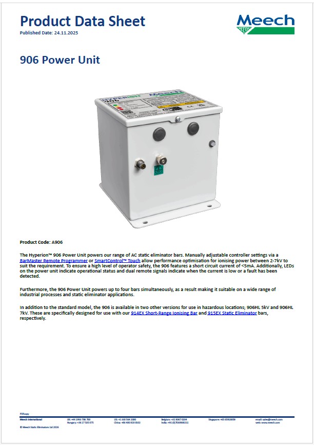 Meech 906 Power Unit Data Sheet PDF