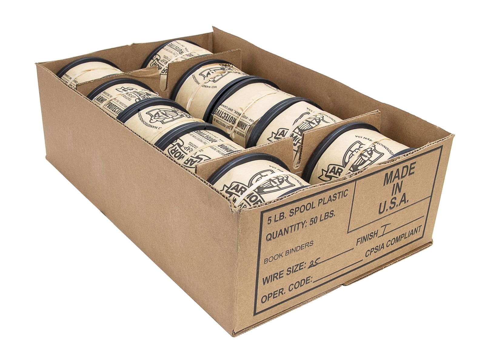 5 lb stitching wire case — 10 spools per case (50 lbs total)
