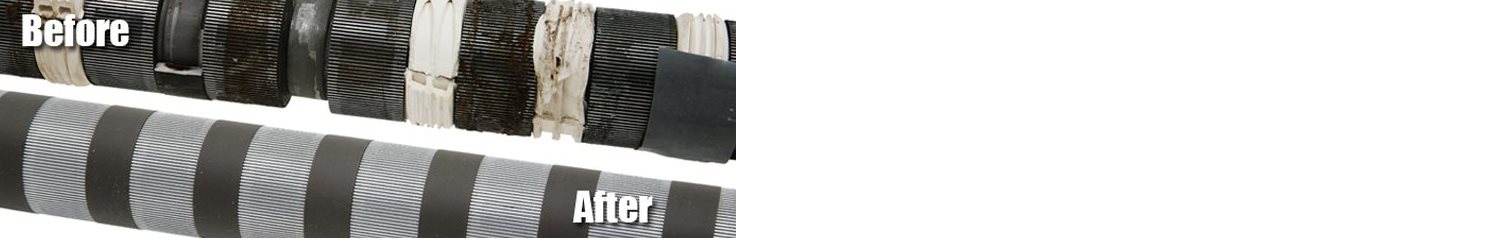 Close-up of banded and spiral fold rollers used in paper folding machines